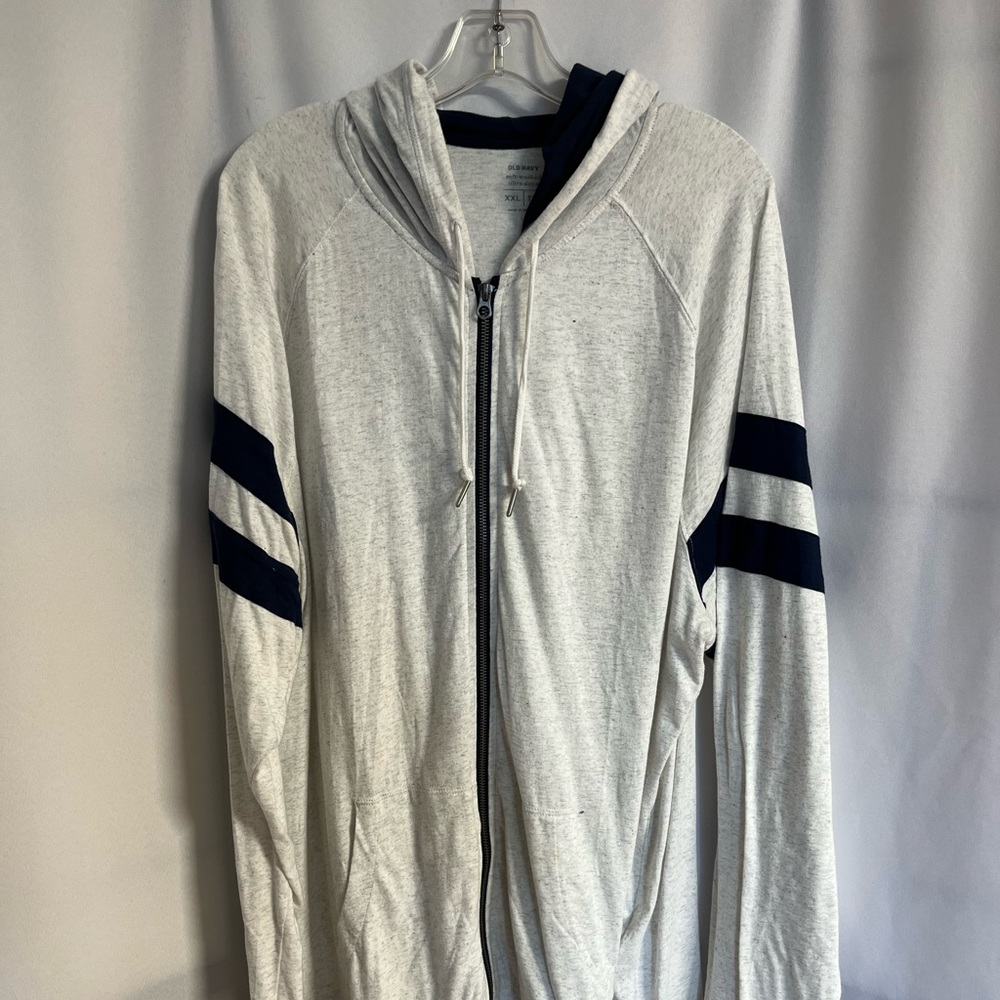 Old Navy Mens Zip Up Jersey Hoodie Size XXL - Light Grey